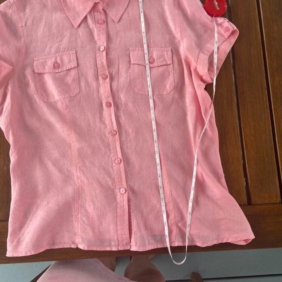 🎀 3 for $45 Pink 100% Linen Top in VGUC Size L - Picture 11 of 16